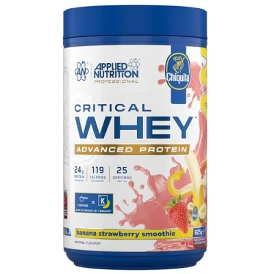 Image of Applied Nutrition Critical Whey Protein Powder 24g per Serving, High Powder, Shake with BCAAs &amp; Glutamine Muscle Growth Recovery (825g 25 Servings) (Banana Strawberry)