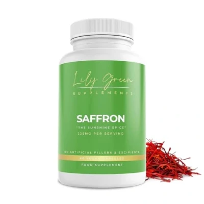 Image of Lily Green Saffron Supplement 225mg per Serving 60 Vegan Capsules High Strength Antioxidant Mood Support The Sunshine Spice No Artificial Additives Made in UK
