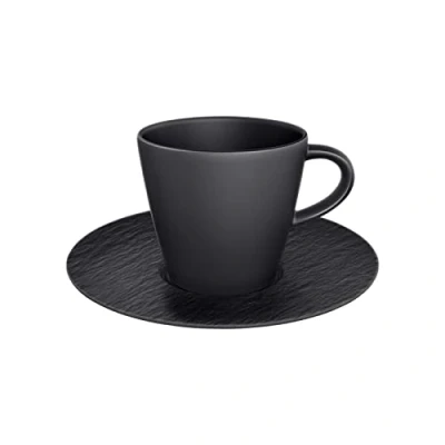 Image of Villeroy &amp; Boch Manufacture Rock Noire Coffee Cup Saucer