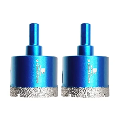 Image of Dry Diamond Core Drill Bit Set,BRSCHNITT 2pcs 43mm Hole Saw with Triangle Shank for Porcelain Tile Ceramic Stone Granite Marble