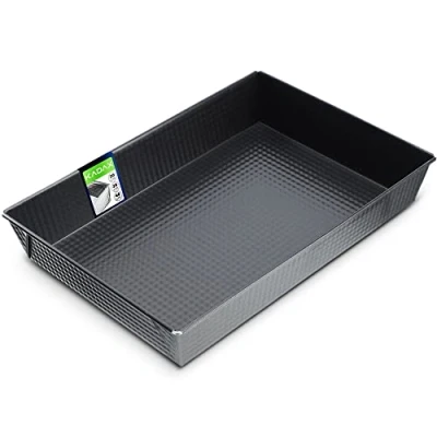 Image of KADAX Baking Tray, Non Stick Pan with High Edges, Rectangular Tin Coating, Metal Tray for Cakes, Biscuits, Lasagne (36 x 25.5 cm, Black)