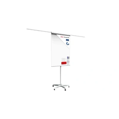 Image of ALLboards Mobile Flipchart with Side Arms and Castors 100x70cm(1000x700mm), Adjustable Height, Magnetic Whiteboard Dry Wipe Surface
