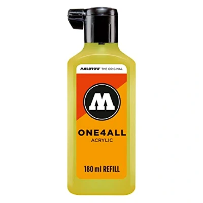 Image of Molotow ONE4ALL Refill Acrylic, Colour 220 Neon Yellow Fluorescent, 180 ml, Ink for Permanent Markers