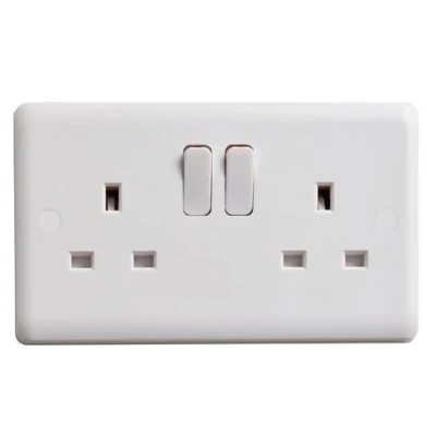 Image of DETA VC1209S 13A 2 Gang Switched Socket VIMARK Curve White