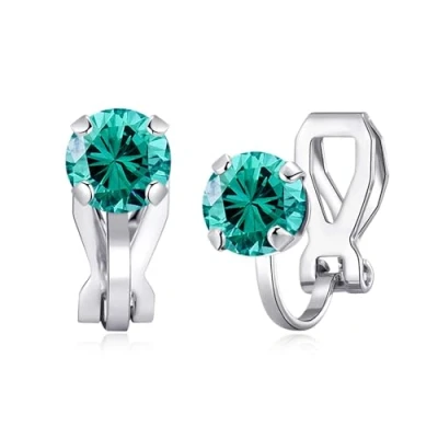 Image of Philip Jones December (Blue Topaz) Birthstone Clip On Earrings Created with Zircondia® Crystals