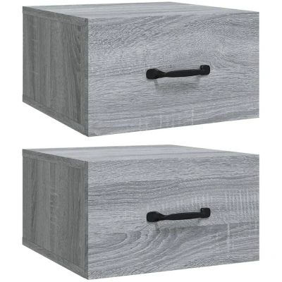 Image of vidaXL Wall mounted Bedside Cabinets 2 pcs Grey Sonoma 35x35x20 cm
