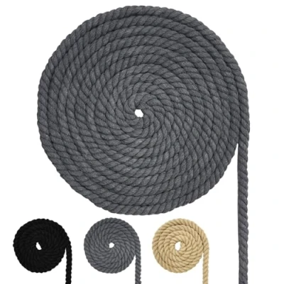 Image of Cotton Cord, Macrame Yarn Rope, Various Sizes, Rope for DIY Crafts, Gifts (Grey, 10 mm (10 M))