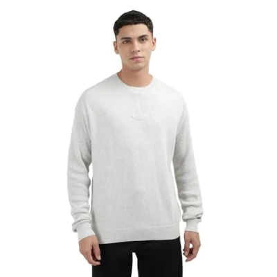Image of Calvin Klein Jeans Monologo Jumper, Men&#039;s, Size: Small, Ivory grey heather
