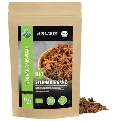 Image of Organic Star Anise Whole (125g, 4.4oz), Capsules, Capsules from Controlled Cultivation, 100% Natural, Without additives