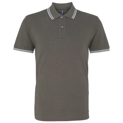 Image of Asquith &amp; Fox Men&#039;s Classic Fit Tipped Polo Shirt, Multicolour (Charcoal/White 000), Large (Size:Large)