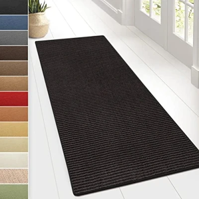 Image of Sylt Sisal Rug Floor Runner, Woven Natural Fibre Area Home Bedroom Living Room Rug, Carpet Runner (66 x 200 cm, Black)