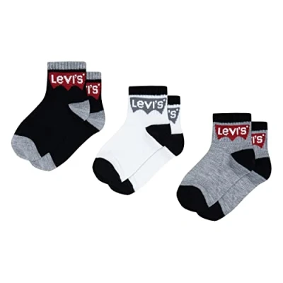 Image of Levi&#039;s Kids BATWING MID CUT 3PK 0078 Socks Boys Black 4 5 Years
