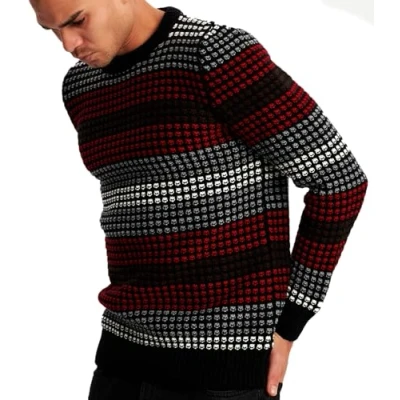 Image of Leif Nelson Men&#039;s Pullover Knit Sweater Chunky Crew Neck LN 20760 Black Medium