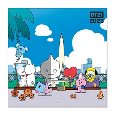 Image of Grupo Erik BT21 Official Merchandise Wall Calendar 2023 12&#039; x FSC 12 Month Planner Square Family Gifts Free Poster