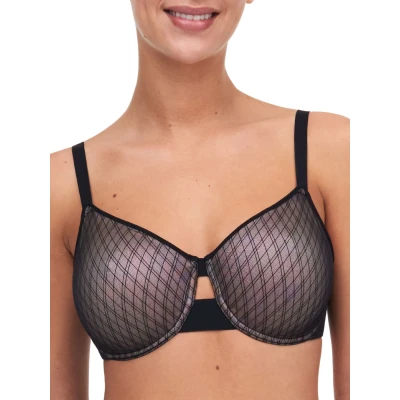 Image of Chantelle Smooth Lines Corsetry BRA VERY Covering Molded Underwired bra, Women&#039;s, Size: 34E, Black/beige