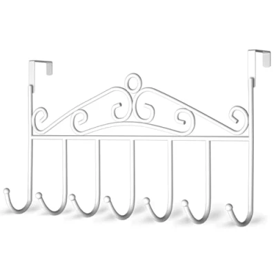 Image of WENLION Over The Door Hook, Hanger for Coat, Towel, Bag, Robe 7 Hooks (White)