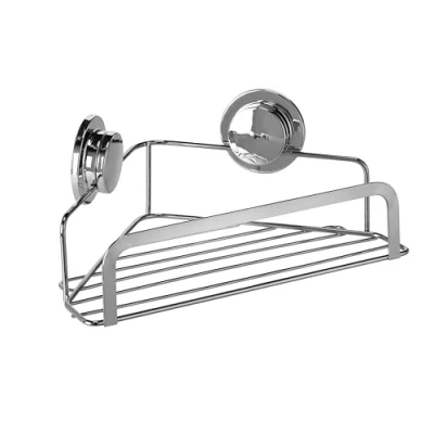 Image of Croydex Stick N Lock 2 Adhesive Shower Basket Caddy, 5 Year Rust Free Guarantee, Silver