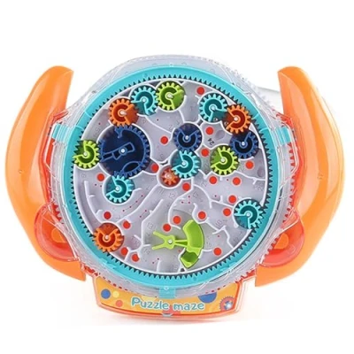 Image of 3D Maze Puzzle Games for Children Aged 4 8 Years, Cool Spaceship Toy with Two Steel Balls, Challenges (Orange)