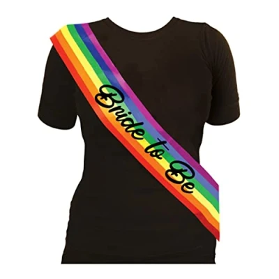 Image of We Personalize Gay Pride sash Bride To Be Rainbow Sash,Gay Pride/Marches/LGBT/Parties &amp; Events Unique, funny, novelty sash, Hen Night, Stag Do, LGBTQPlus