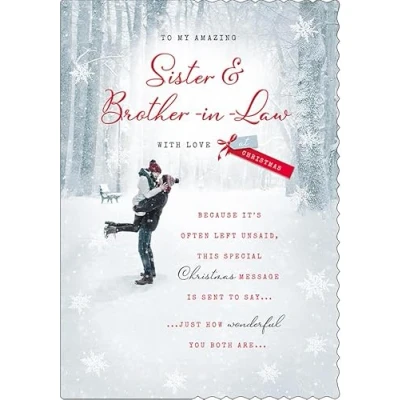 Image of Avant Garde Studios Christmas Card To my Amazing Sister &amp; Brother In Law Hug couple 10 x 7 inches