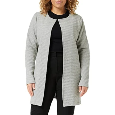 Image of Vila Clothes Women&#039;s Vinaja New Long Jacket noos Blazer, Grey (Light Melange), 40 (Manufacturer Size: Large)