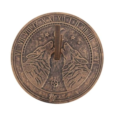 Image of Something Different Wholesale Howling Wolves Terracotta Sundial Perfect for Garden Enthusiasts