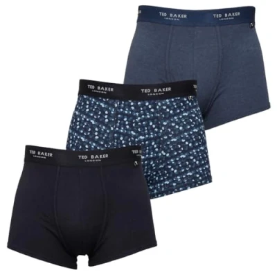 Image of Ted Baker Mens 3 Pack Boxer Briefs Navy/Blue Night/Deimos Spot M