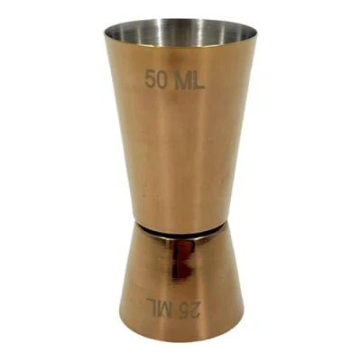 Image of Chabrias Ltd Stainless Steel 25/50 ml Measure Jigger Bar Craft Dual Spirit Cup Peg Measuring for Party Wine Cocktail Shaker (1, Rose Gold)