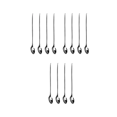 Image of PNJB, Latte Glass Ice Cream Sundae Coffee Spoons Stainless Steel Long Handle 20cm, Ideal for Sundae, Cream, Dessert, Iced &amp; Tea (12PCS)