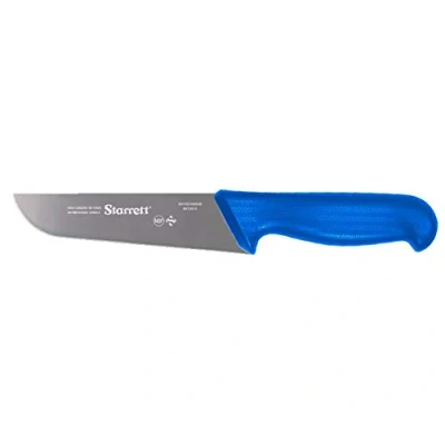 Image of Starrett Professional Butchers Knife BKL203 8 Wide Straight Inch Ultra Sharp Sanitized Steel Blade Blue Handle Kitchen Chef&#039;s