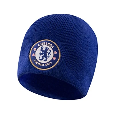 Image of Chelsea FC Official Football Gift Kids Knitted Beanie Hat Royal Blue