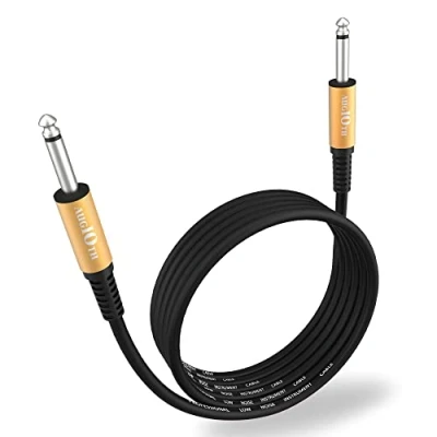 Image of AUGIOTH Guitar Cable 6 ft, Stage Electric Instrument Bass AMP Cord 1/4 Straight to Black