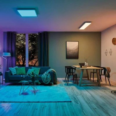 Image of Paulmann 79810 LED Panel RGBW Smart Home Zigbee Square incl. 1 x 35 Dimmable Ceiling Light White Matt Metal Living Room Lamp 2700 K, Amaris 1195 295 mm Watt