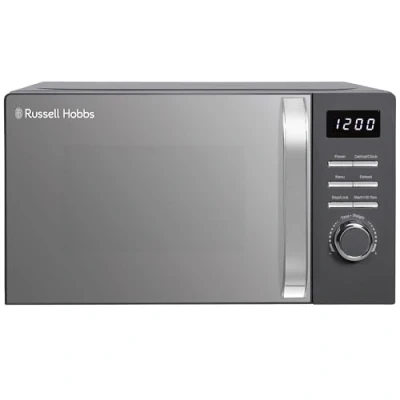 Image of Russell Hobbs Digital Microwave 20L 800W in Grey with 5 Power Levels, Pull Handle Door &amp; Button Control, Clock Timer, Automatic Defrost, Easy Clean, 8 Auto Cook Menus RHMD818G