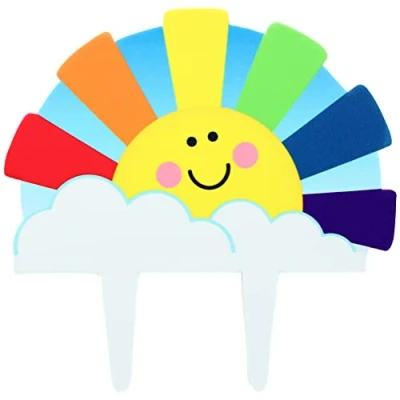 Image of Culpitt Sunshine Rainbow Cake Topper, Gumpaste Decoration, Colourful Food Safe Topper For Celebration Bakes, 155 x 150mm