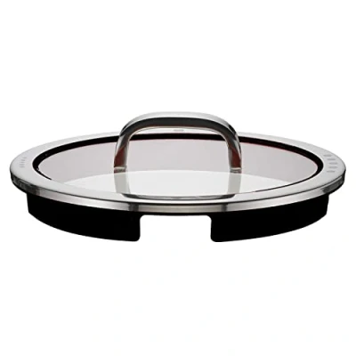 Image of WMF 764206380 Lid 20 cm with 4 Pouring Functions Glass Silicone Polished Cromargan Stainless Steel Dishwasher Safe Black, 18/10 rust proof