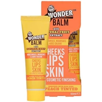 Image of Wonder Balm Hand Balm/Cream for Lips, Hands and Nails enriched with Aloe Vera Peach Tinted 50ml
