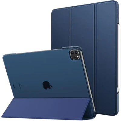 Image of MoKo for iPad Air 13 Inch Case 2024/ Pro 12.9 (6th/5th Gen 2022/2021), Slim Smart Shell Translucent Frosted Hard PC Back Cover, Support Touch ID &amp; Pencil Pro/2nd/USB C, Navy Blue