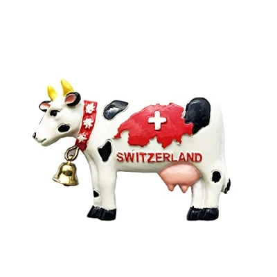 Image of 3D Cow Switzerland Refrigerator Fridge Magnet Tourist Souvenirs Handmade Resin Craft Magnetic Stickers Home Kitchen Decoration Travel Gift