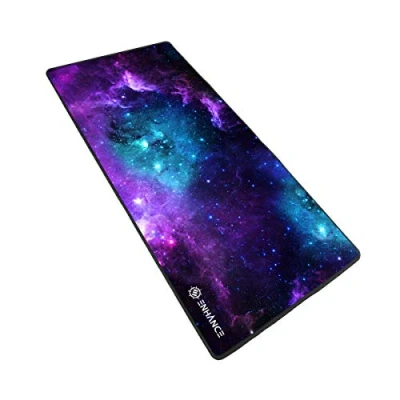 Image of ENHANCE Extended Gaming Mouse Pad, XL Mat, Desk Accessories Anti Fray Stitching and Low Friction Tracking Surface, Non Slip Backing for Professional eSports Dimensions: 80 x 32.5 cm Galaxy