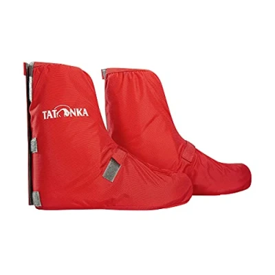 Image of Tatonka Velo Gaiter Rain Overshoes L (UK 9 12) Waterproof Bicycle with Reflective Stripes and Adjustable Leg Width Size (Shoe 43 46) Men Women Red