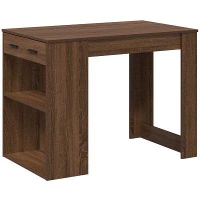 Image of vidaXL Desk with Drawer and Shelf Brown Oak 102x62x77.5 cm Engineered Wood