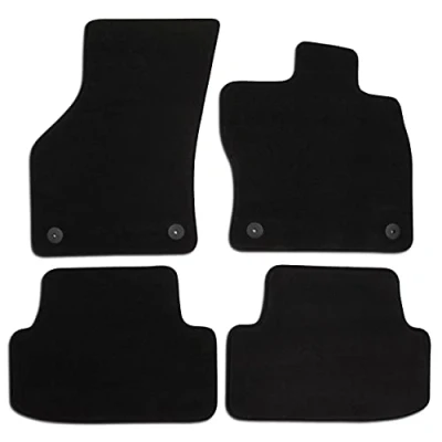 Image of Safe Travel Fully Tailored Premium Carpet Black Car Mats With Trim, Safety Clips Set of 4 for Volkswagen Golf MK7 (2012 2017)
