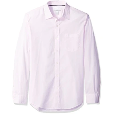 Image of Amazon Essentials Men&#039;s Slim Fit Long Sleeve Poplin Shirt, Pink, XL