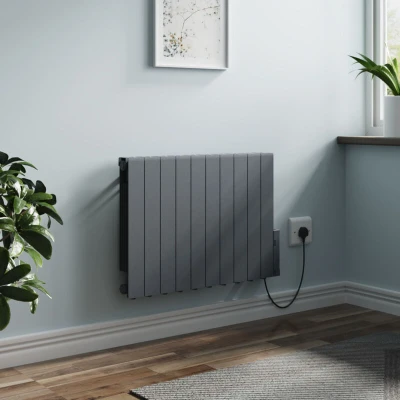 Image of NRG 1800W Electric Oil Filled Radiator LCD Display Portable Heater with Adjustable Thermostat and Timer for Home Use Anthracite