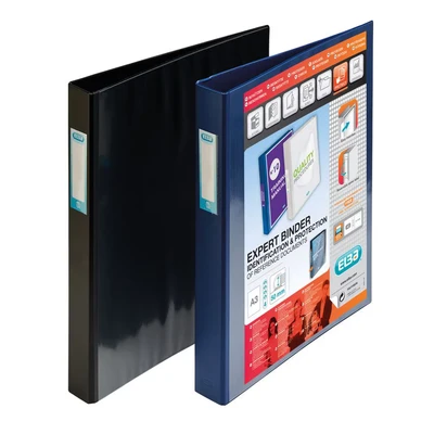 Image of Elba A3 4 D Ring Binder, 30mm capacity, 35mm spine, Presentation Folder with Customisable Cover, Portrait, Black (Single)
