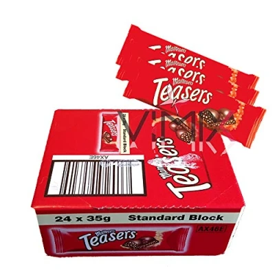 Image of Full Box of MALTESERS TEASERS Milk Christmas Chocolate BAR 24 x 35 g Standard Block Treat
