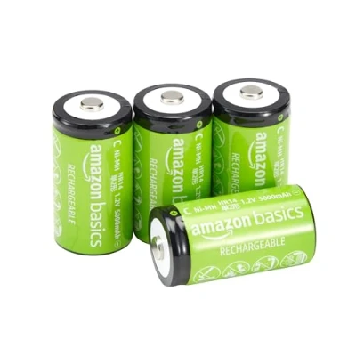 Image of Amazon Basics C Cell Rechargeable Batteries 1.2V (5000mAh NiMh) Pack of 4