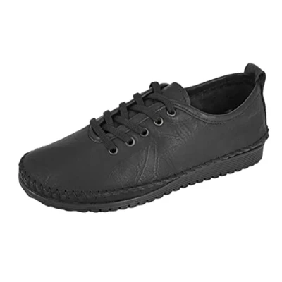 Image of Mod Comfys Womens Softie Leather Casual Shoes with Comfort Insole and Rubber Sole Black 7 UK