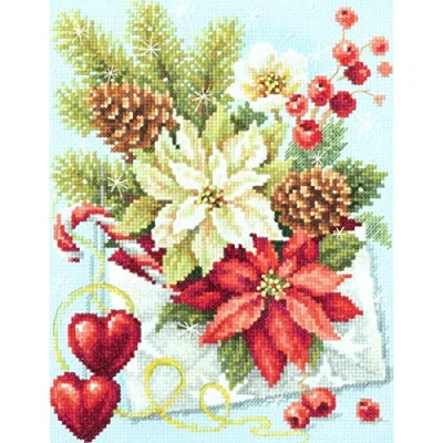 Image of Magic Needle 100 241 ZW Merry Christmas Counted Cross Stitch Kit Zweigart Edition Cotton Multi Coloured 17 x 22 cm